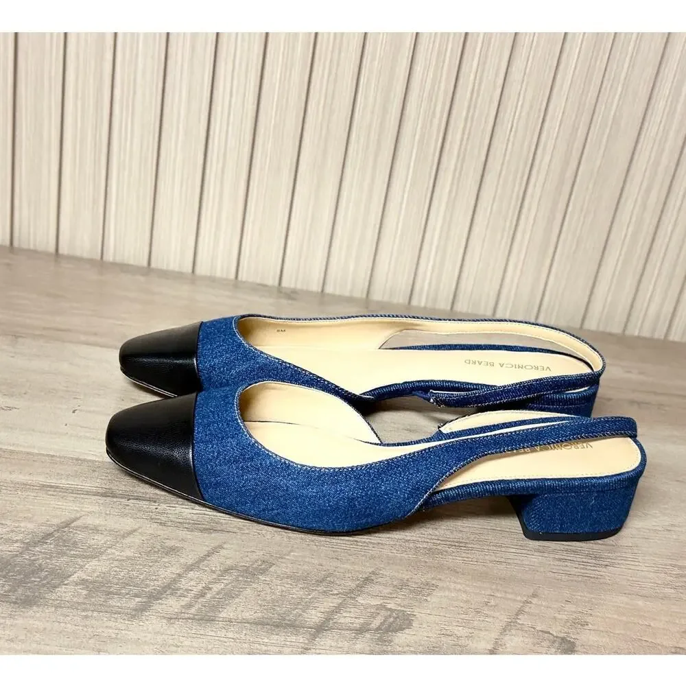 Veronica Beard Cecile Slingback Leather Pumps Size 7.5M